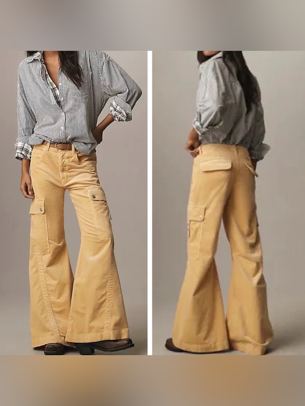 Anthropologie Pilcro Wide-Leg Plush Cargo Corduroy Pants, Size 29